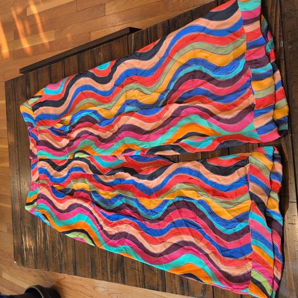 Farm Rio Anthropologie Colorful Wave Pattern Women's Wide Leg Pants Med Petite - Picture 4 of 11